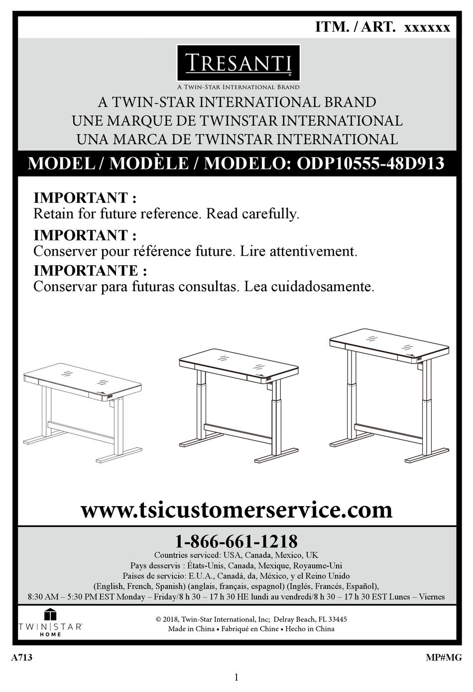 TWINSTAR INTERNATIONAL TRESANTI ODP1044448D913 MANUAL Pdf Download ManualsLib