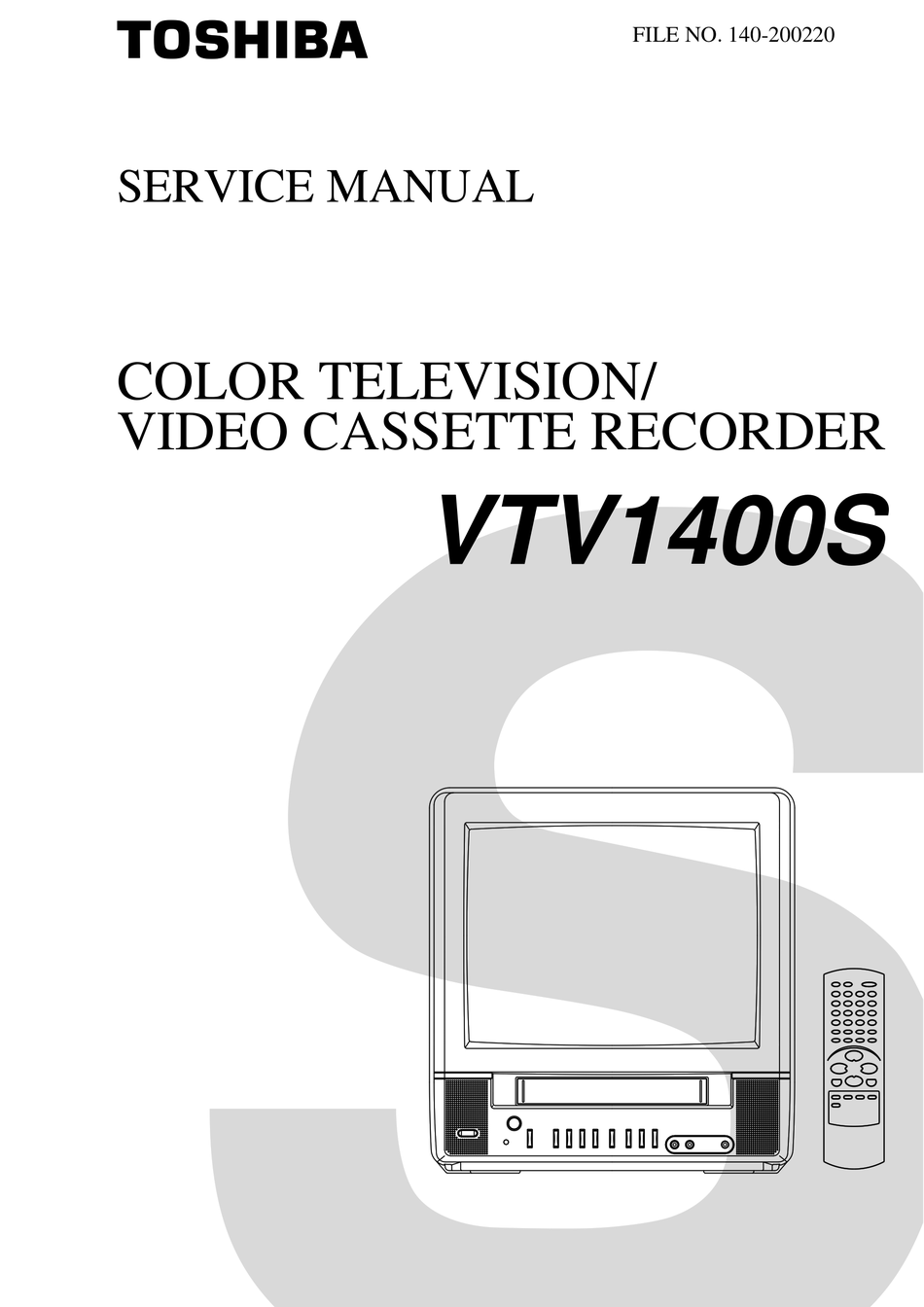 TOSHIBA VTV1400S SERVICE MANUAL Pdf Download | ManualsLib