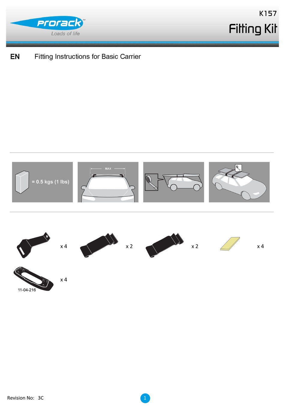 Prorack t16 2024 fitting kit