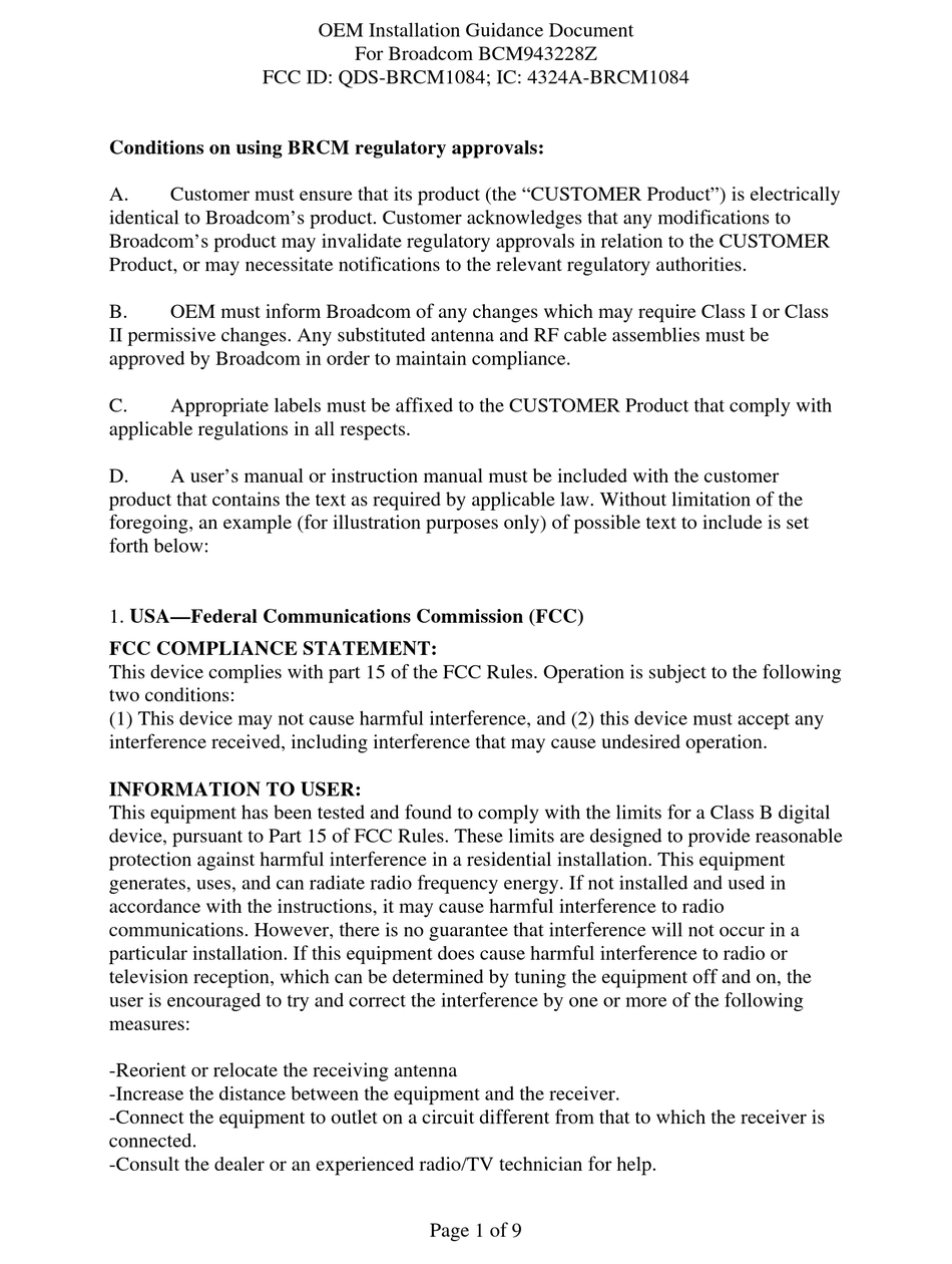 BCM943228Z INSTALLATION GUIDANCE Pdf Download ManualsLib