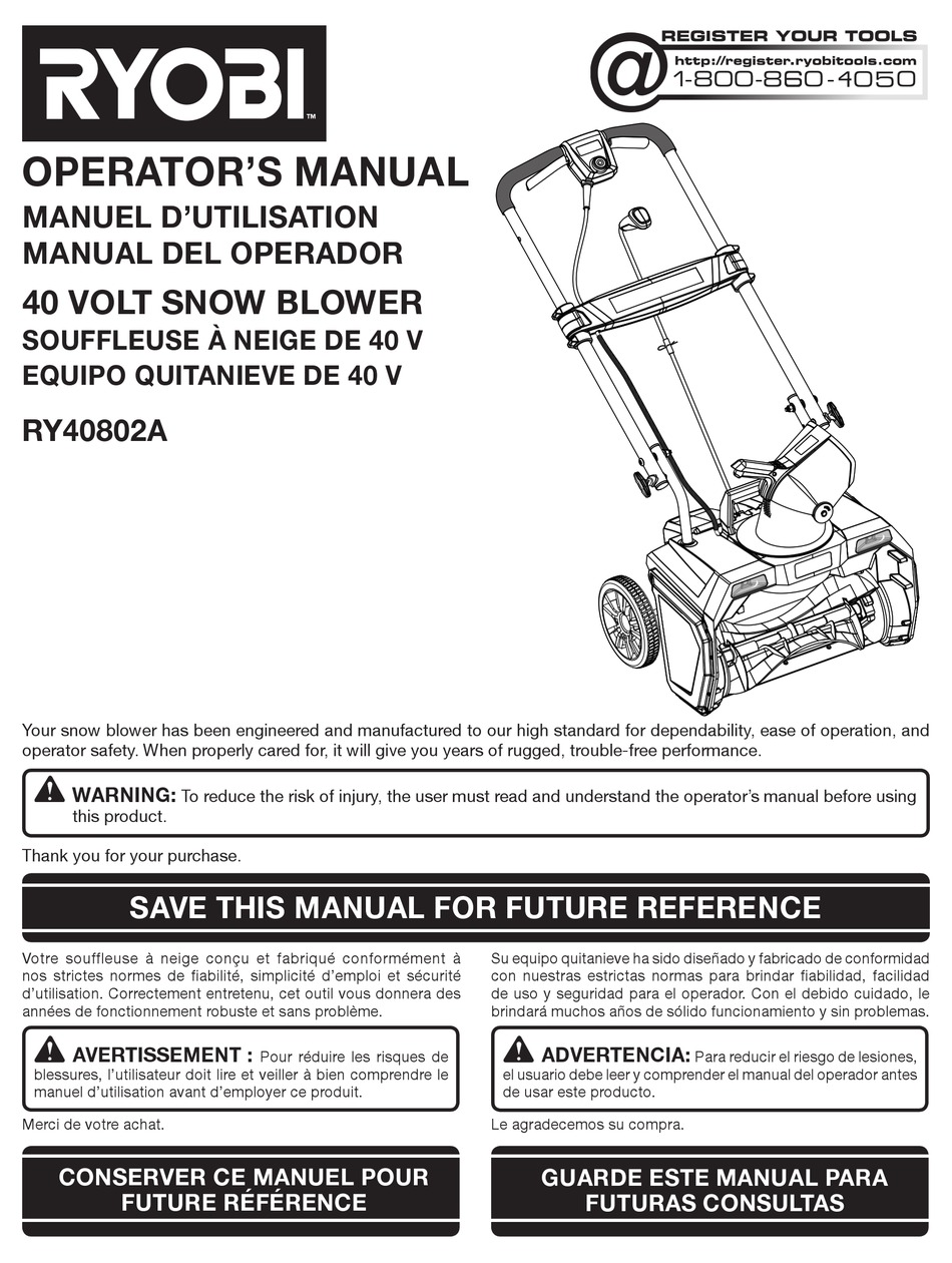 Ryobi Ry40802a Operators Manual Pdf Download Manualslib