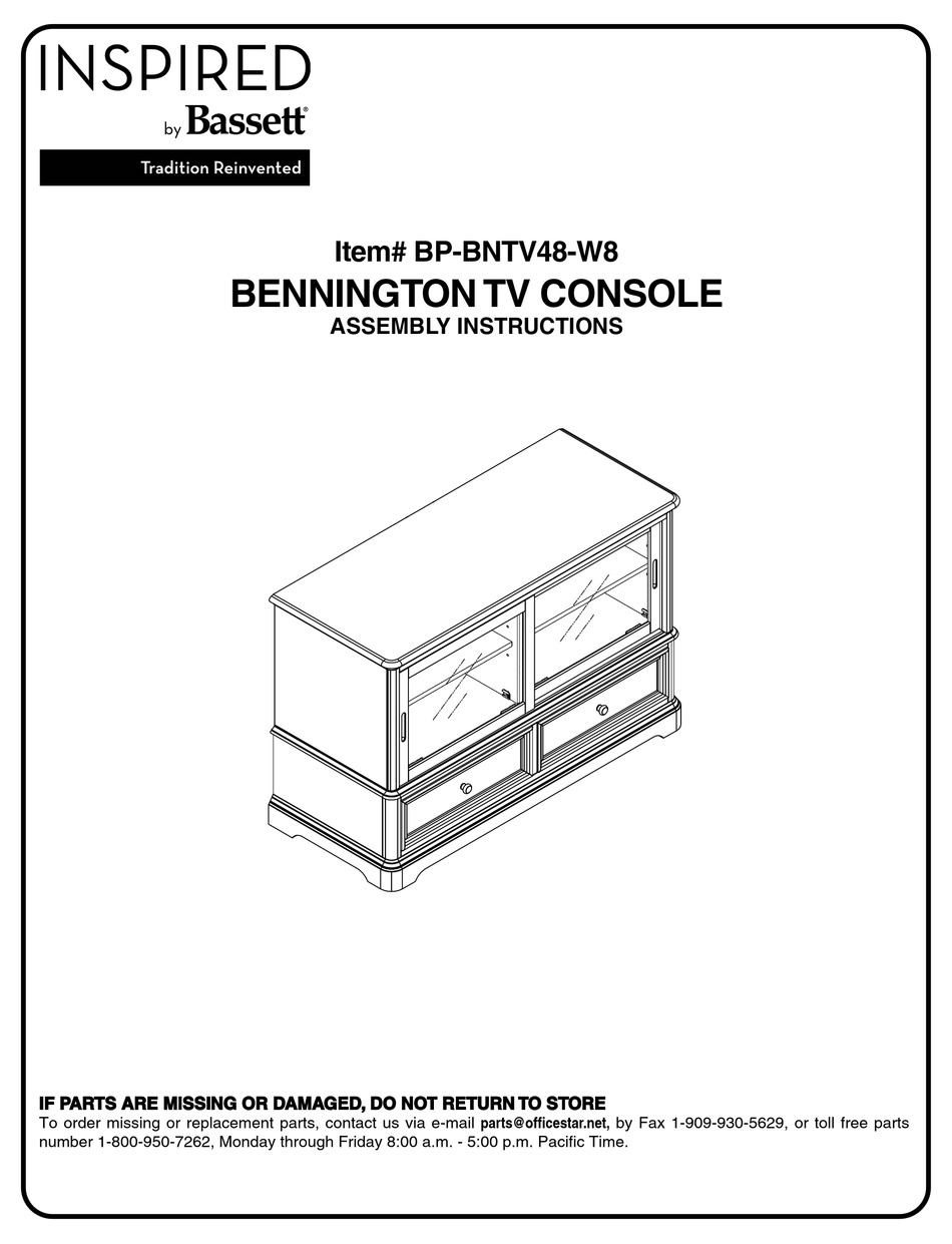 BASSETT INSPIRED BPBNTV48W8 ASSEMBLY INSTRUCTIONS MANUAL Pdf Download