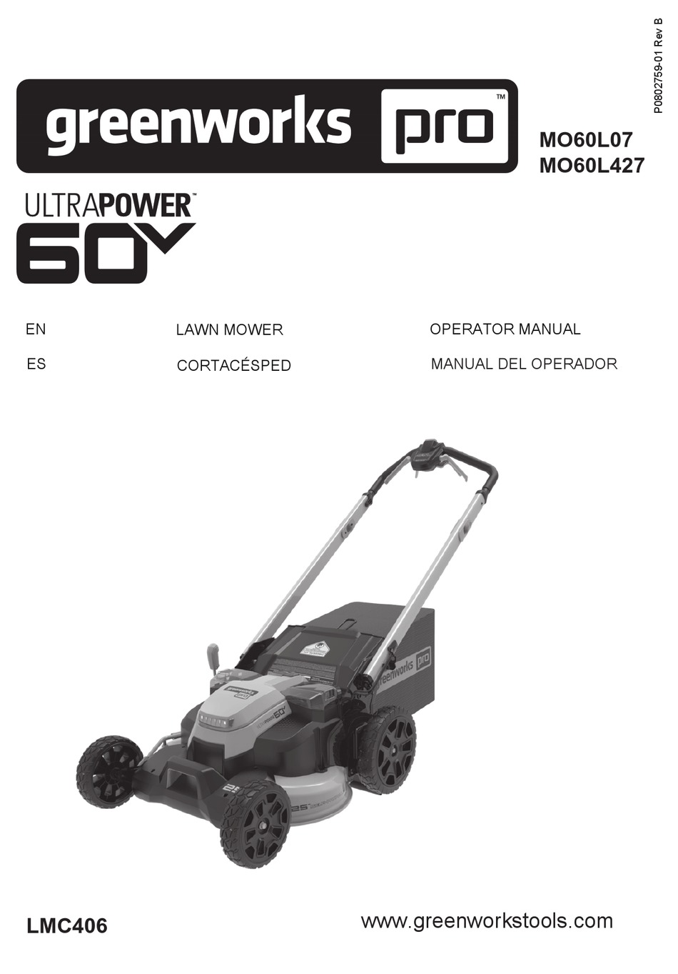 GREENWORKS PRO ULTRAPOWER MO60L07 OPERATOR