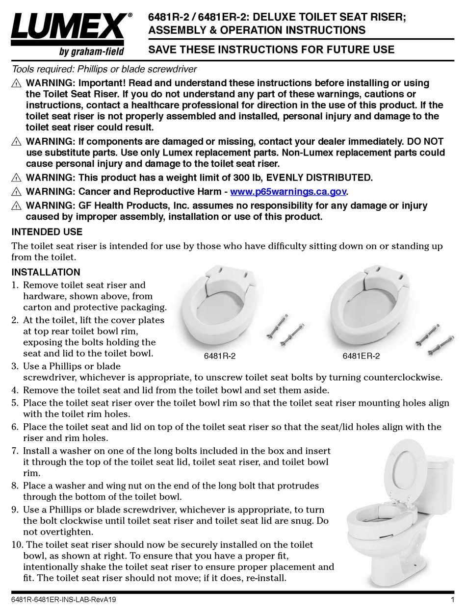 GRAHAM FIELD LUMEX 6481R2 ASSEMBLY & OPERATION INSTRUCTIONS Pdf