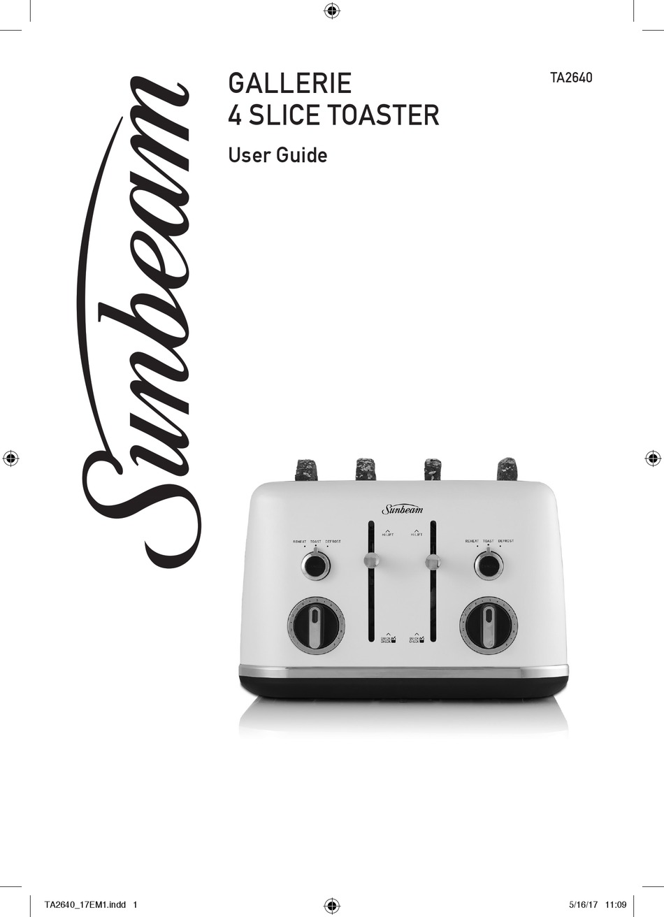 SUNBEAM GALLERIE TA2640 USER MANUAL Pdf Download ManualsLib
