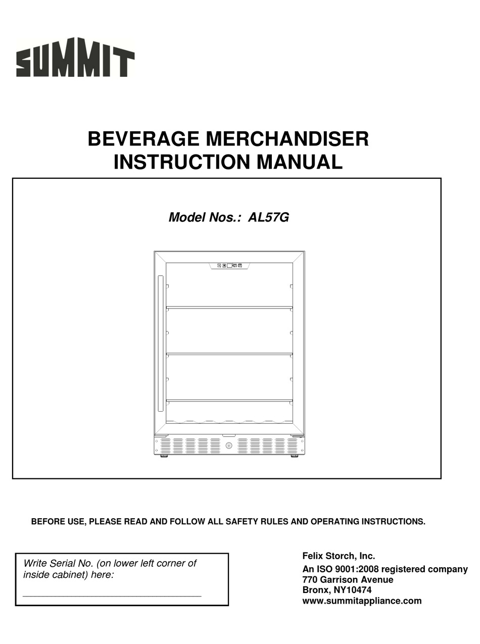 SUMMIT AL57G INSTRUCTION MANUAL Pdf Download ManualsLib