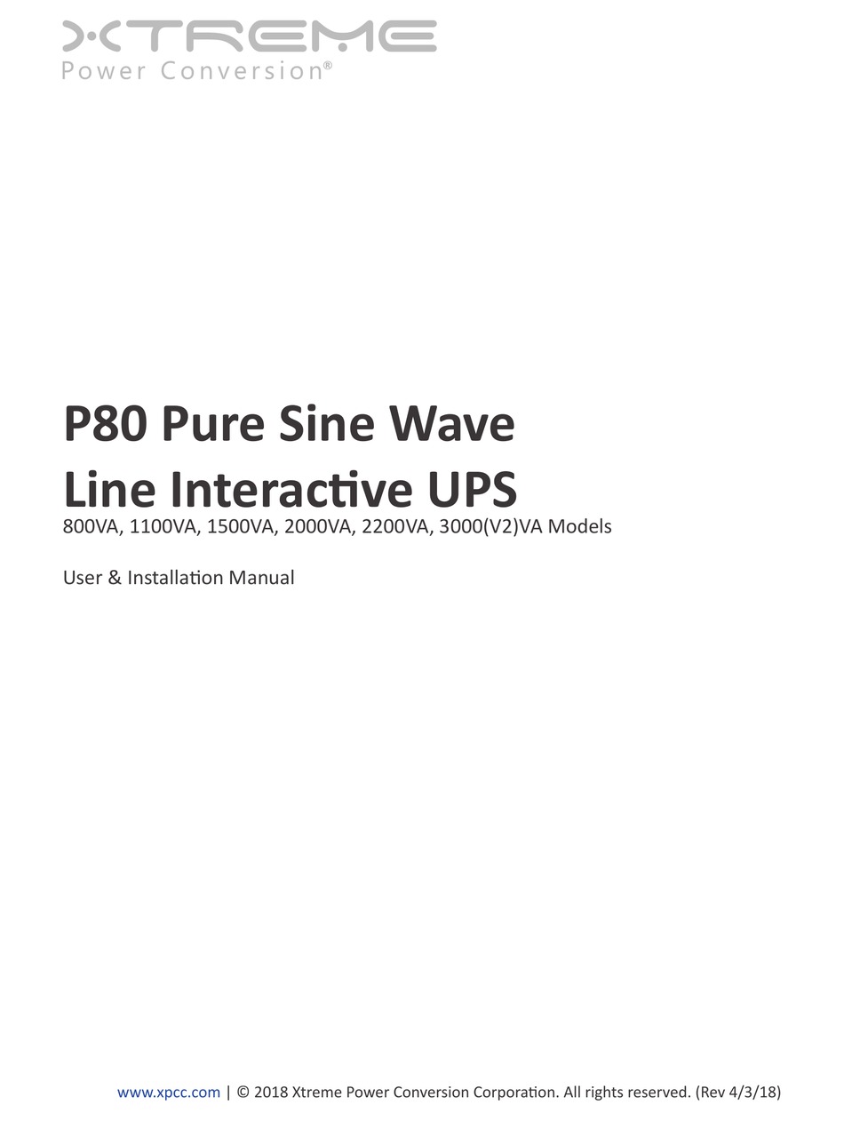 XTREME POWER CONVERSION PURE SINE WAVE SERIES USER & INSTALLATION