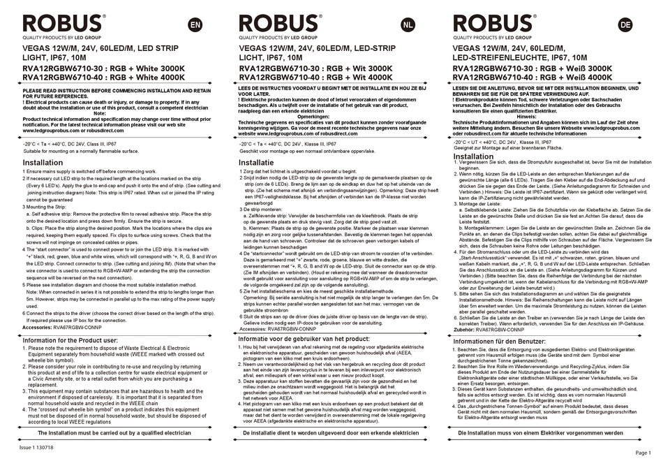 LED GROUP ROBUS VEGAS RVA12RGBW6710-30 QUICK START MANUAL Pdf Download ...