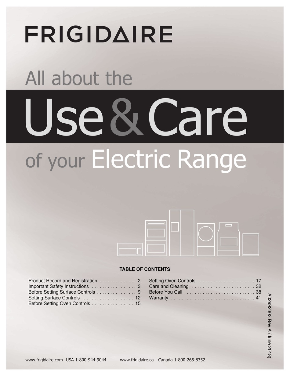 ELECTROLUX FRIGIDAIRE PROFESSIONAL SERIES USE & CARE MANUAL Pdf