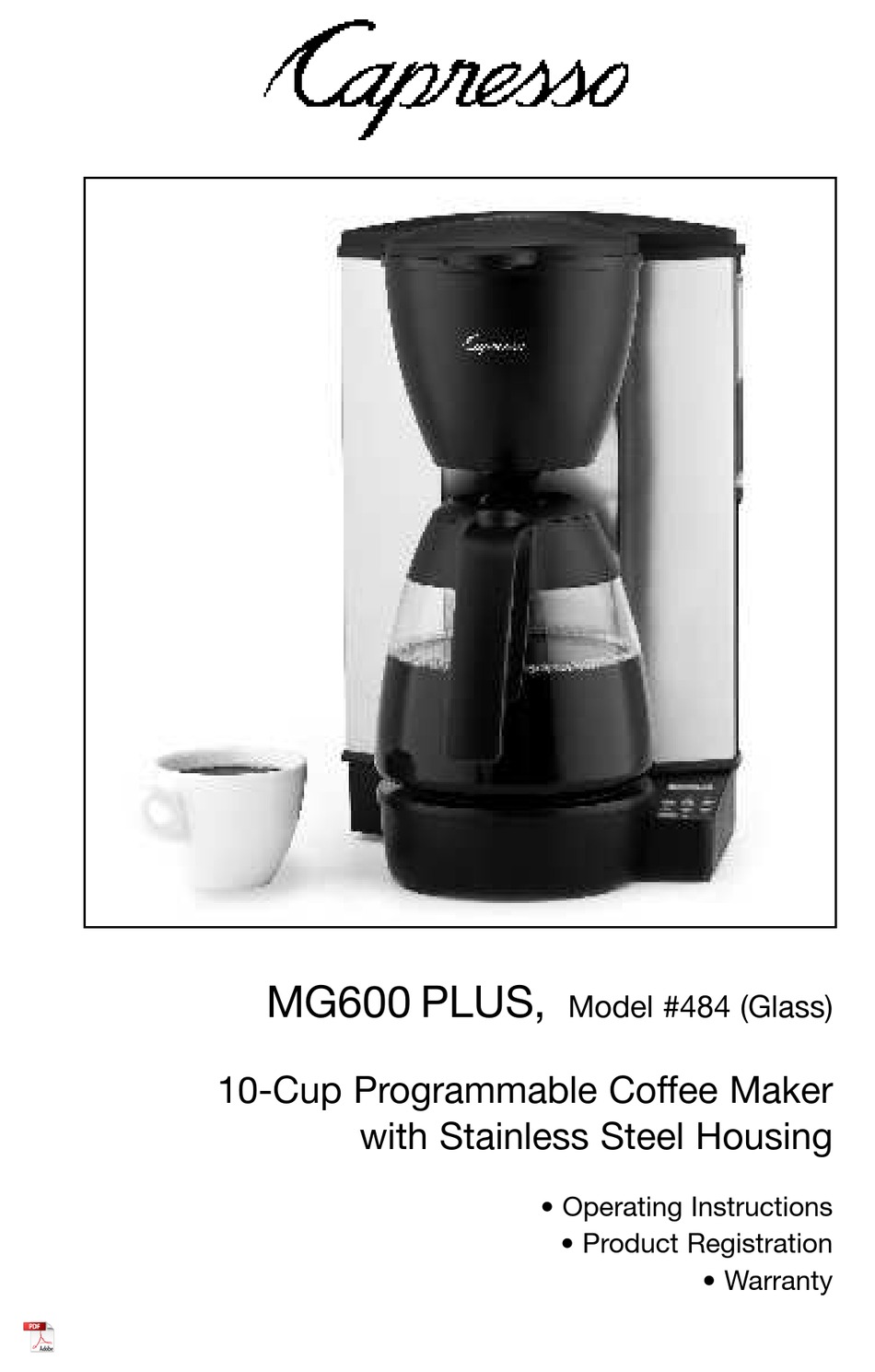 CAPRESSO MG600 PLUS OPERATING INSTRUCTIONS MANUAL Pdf Download ManualsLib