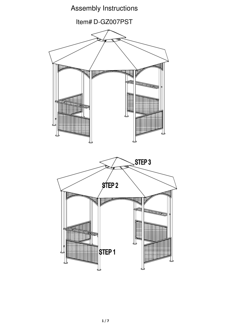 SUNJOY DGZ007PST ASSEMBLY INSTRUCTIONS MANUAL Pdf Download ManualsLib