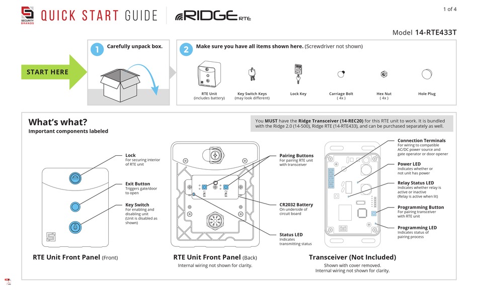 SECURITY BRANDS RIDGE RTE QUICK START MANUAL Pdf Download ManualsLib