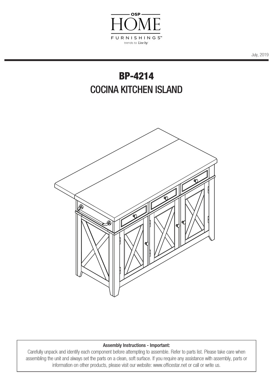 OSP HOME FURNISHINGS BP4214 ASSEMBLY INSTRUCTIONS MANUAL Pdf Download
