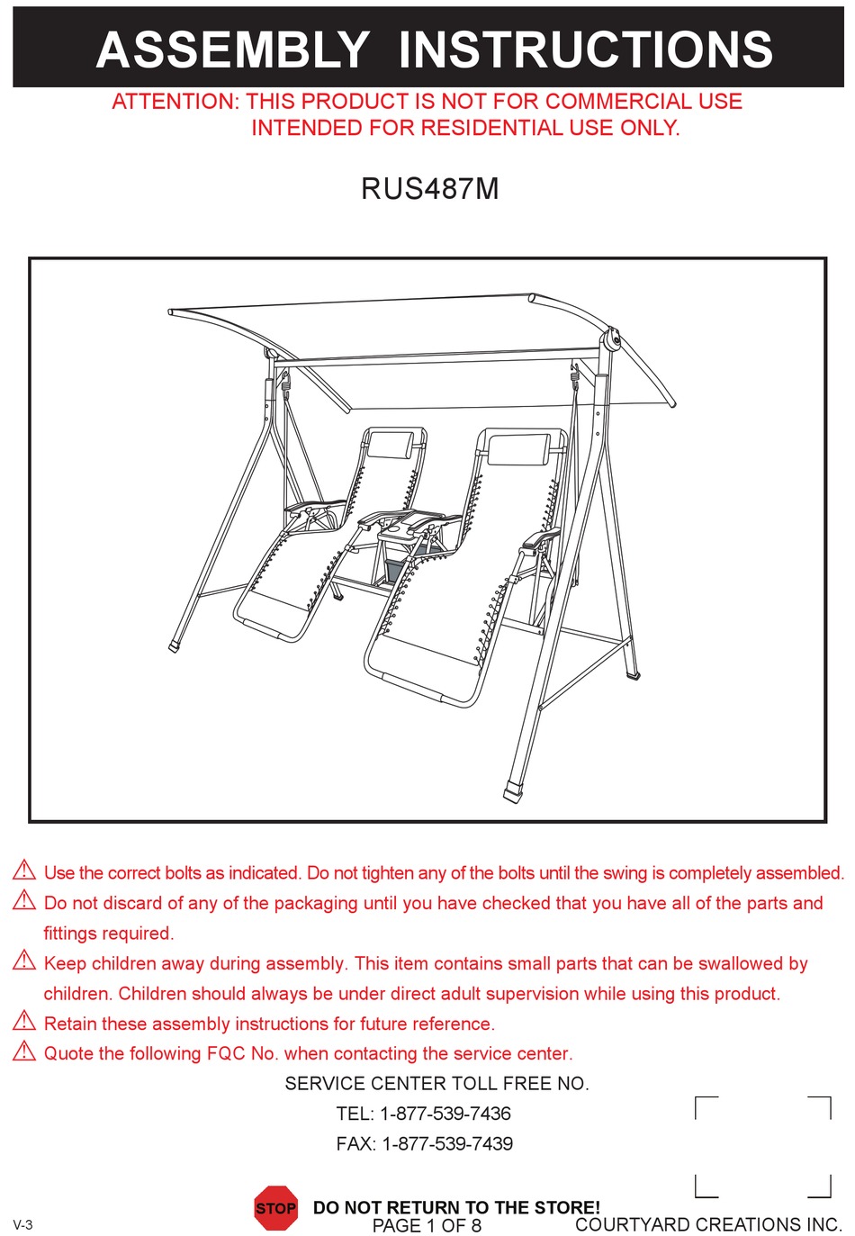 COURTYARD CREATIONS RUS487M ASSEMBLY INSTRUCTIONS MANUAL Pdf Download