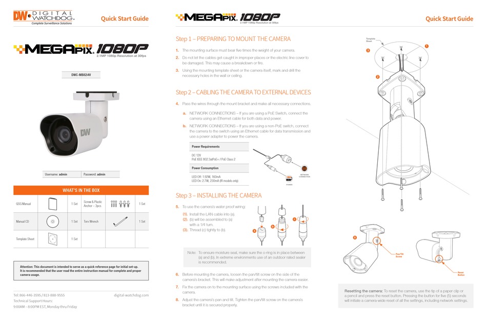 DIGITAL WATCHDOG MEGAPIX DWCMB82I4V QUICK START MANUAL Pdf Download