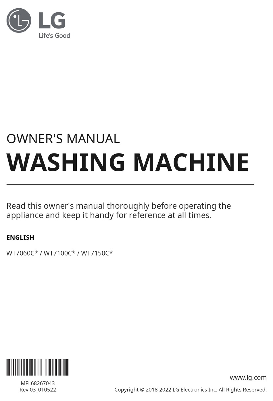 LG WT7100CW OWNER'S MANUAL Pdf Download ManualsLib