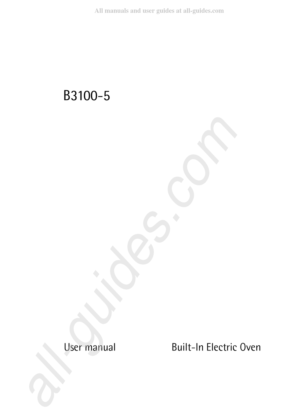 ELECTROLUX B3100-5 USER MANUAL Pdf Download | ManualsLib