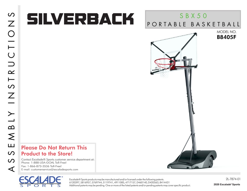 ESCALADE SILVERBACK SBX50 ASSEMBLY INSTRUCTIONS MANUAL Pdf Download