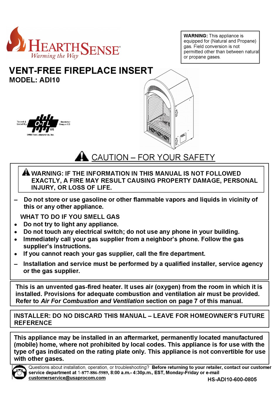 HEARTHSENSE ADI10 MANUAL Pdf Download | ManualsLib