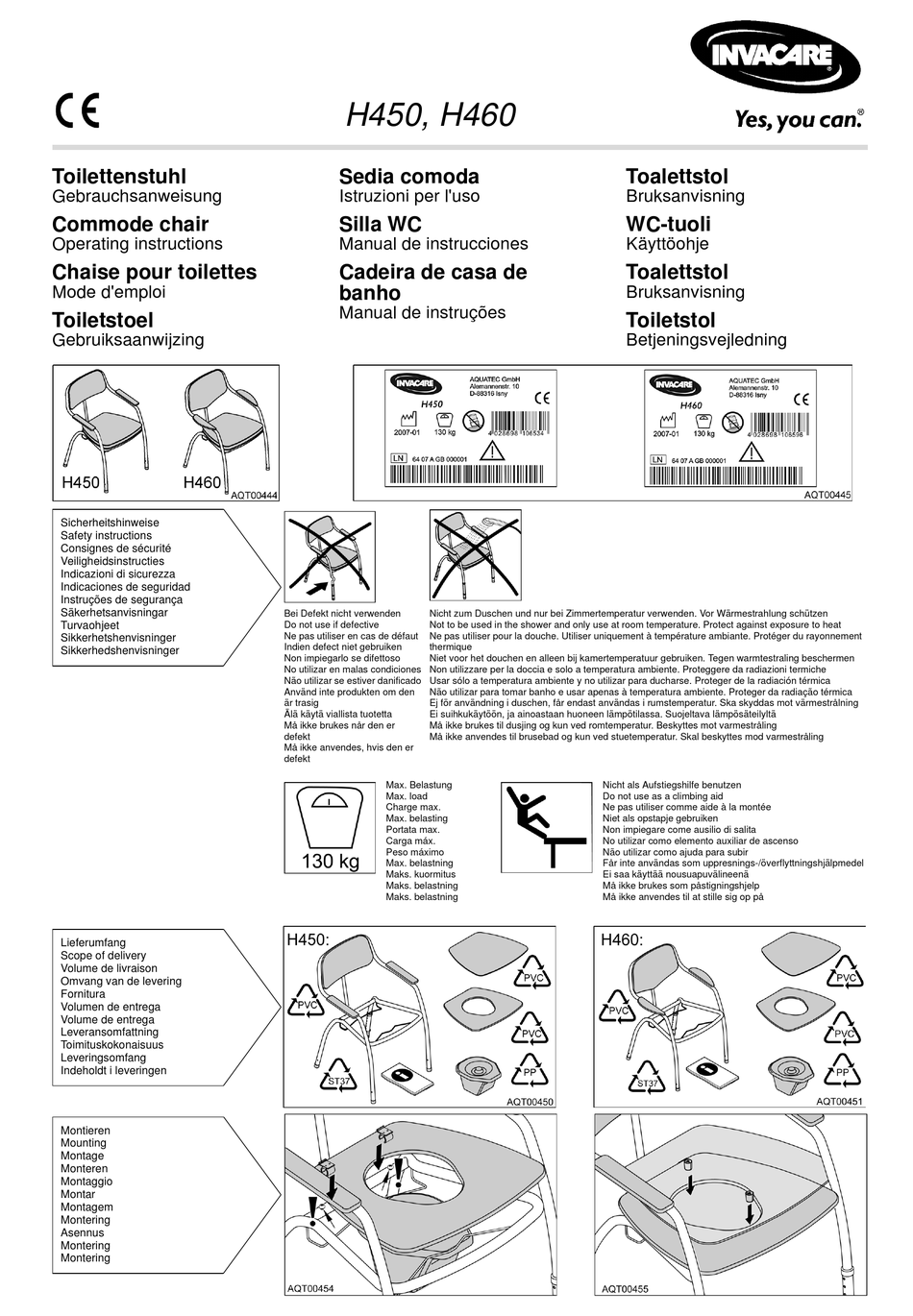INVACARE H460 OPERATING INSTRUCTIONS Pdf Download ManualsLib