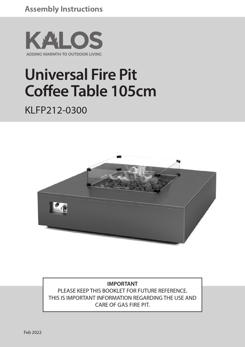 KALOS KLFP2120300 ASSEMBLY INSTRUCTIONS MANUAL Pdf Download ManualsLib
