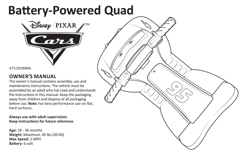 PACIFIC CYCLE DISNEY PIXAR CARS KT1191WMA OWNER'S MANUAL Pdf Download
