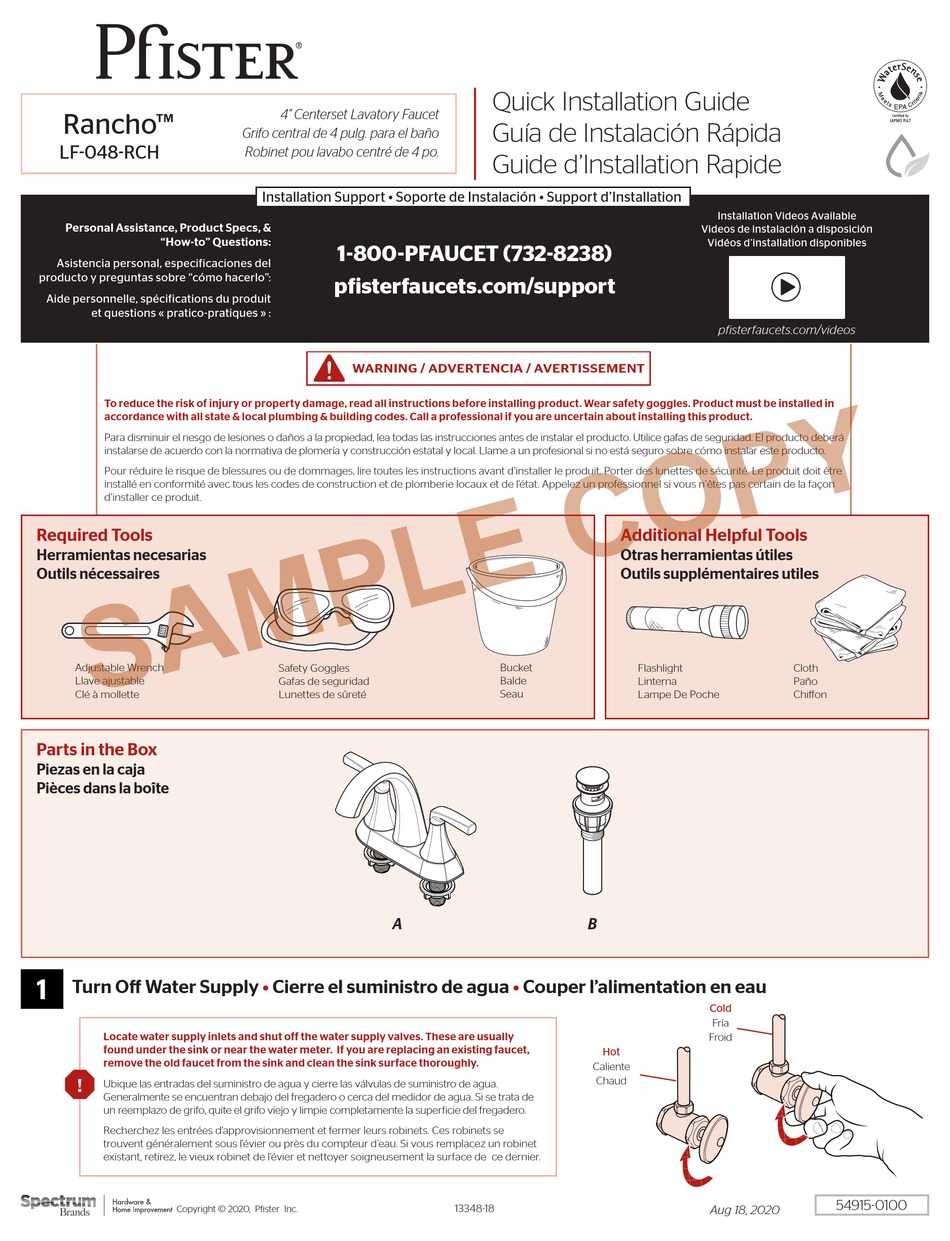 PFISTER RANCHO LF048RCH QUICK INSTALLATION MANUAL Pdf Download ManualsLib