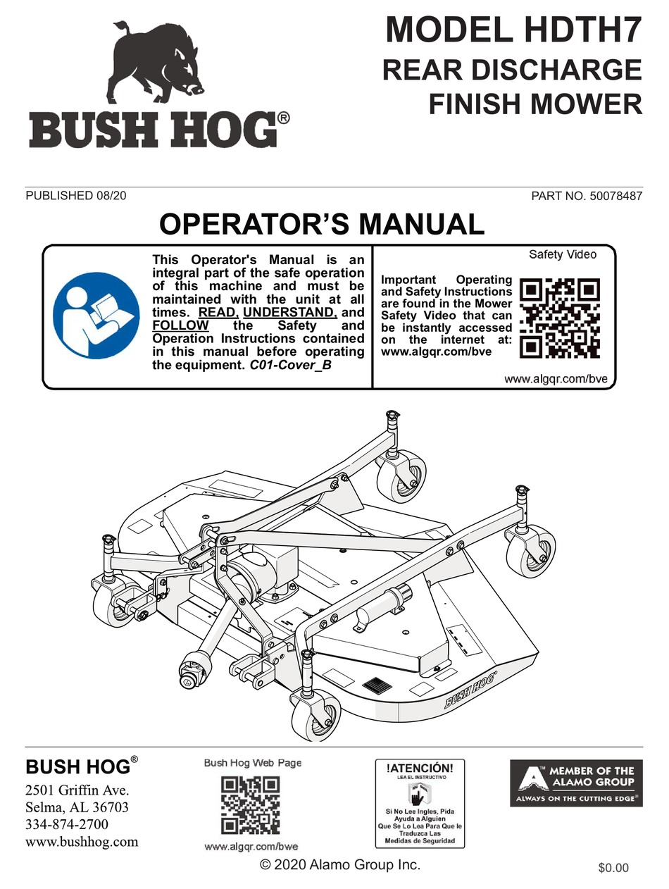 BUSH HOG HDTH7 OPERATOR'S MANUAL Pdf Download ManualsLib