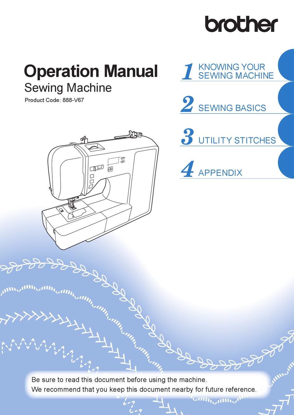 BROTHER 888V67 OPERATION MANUAL Pdf Download ManualsLib