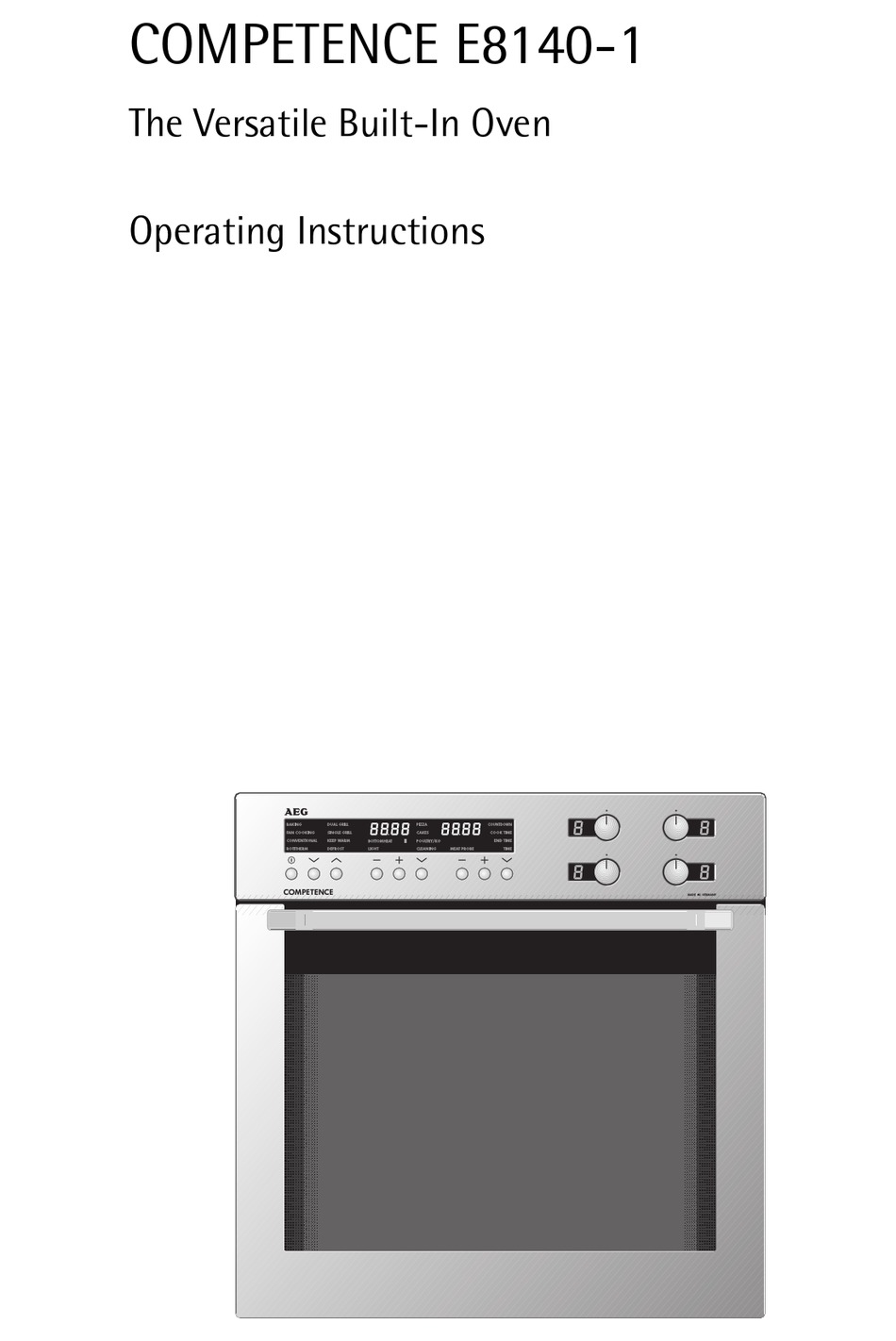 AEG COMPETENCE E81401 OPERATING INSTRUCTIONS MANUAL Pdf Download