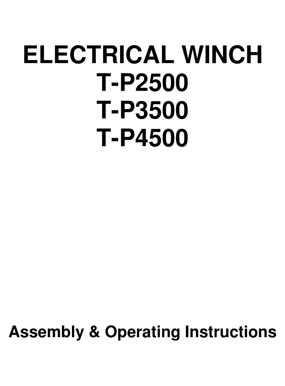 CHAMPION POWER EQUIPMENT TP2500 ASSEMBLY & OPERATING INSTRUCTIONS Pdf