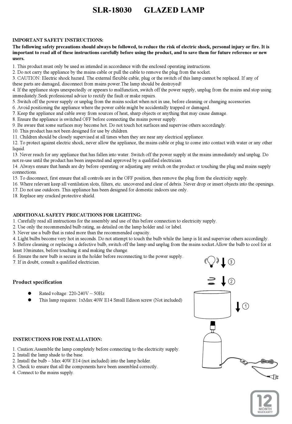 KMART SLR18030 INSTRUCTIONS Pdf Download ManualsLib