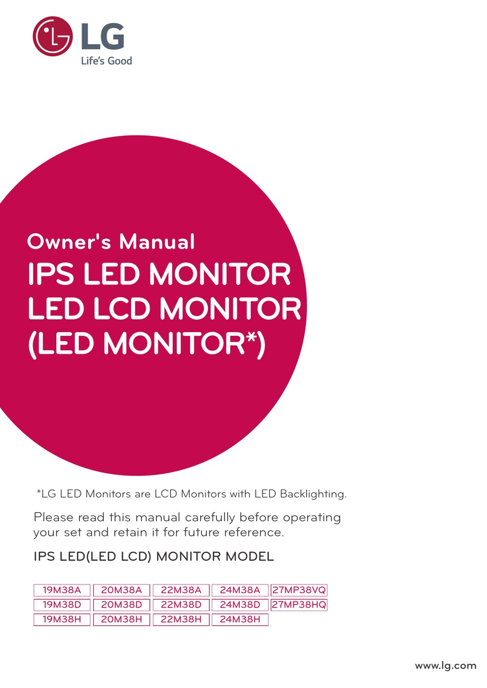 LG 22M38D OWNER'S MANUAL Pdf Download | ManualsLib