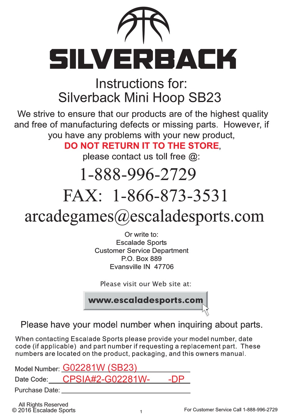 SILVERBACK G02281W INSTRUCTIONS Pdf Download ManualsLib