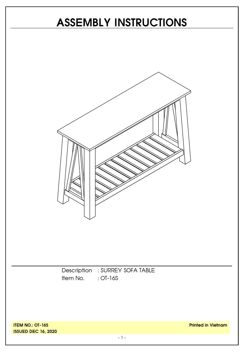 JOHN THOMAS OT16S ASSEMBLY INSTRUCTIONS Pdf Download ManualsLib
