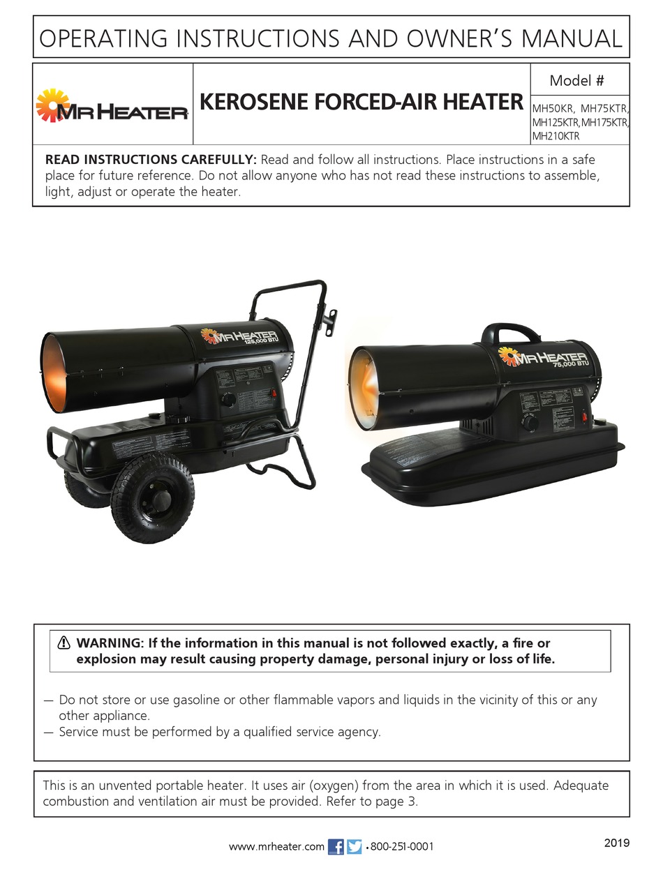 MR. HEATER MH75KTR OPERATING INSTRUCTIONS AND OWNER'S MANUAL Pdf