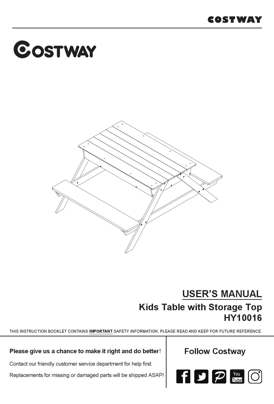 COSTWAY HY10016 USER MANUAL Pdf Download ManualsLib