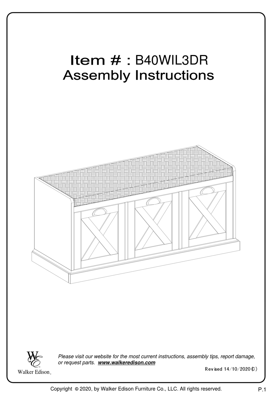 WALKER EDISON B40WIL3DR ASSEMBLY INSTRUCTIONS MANUAL Pdf Download ManualsLib