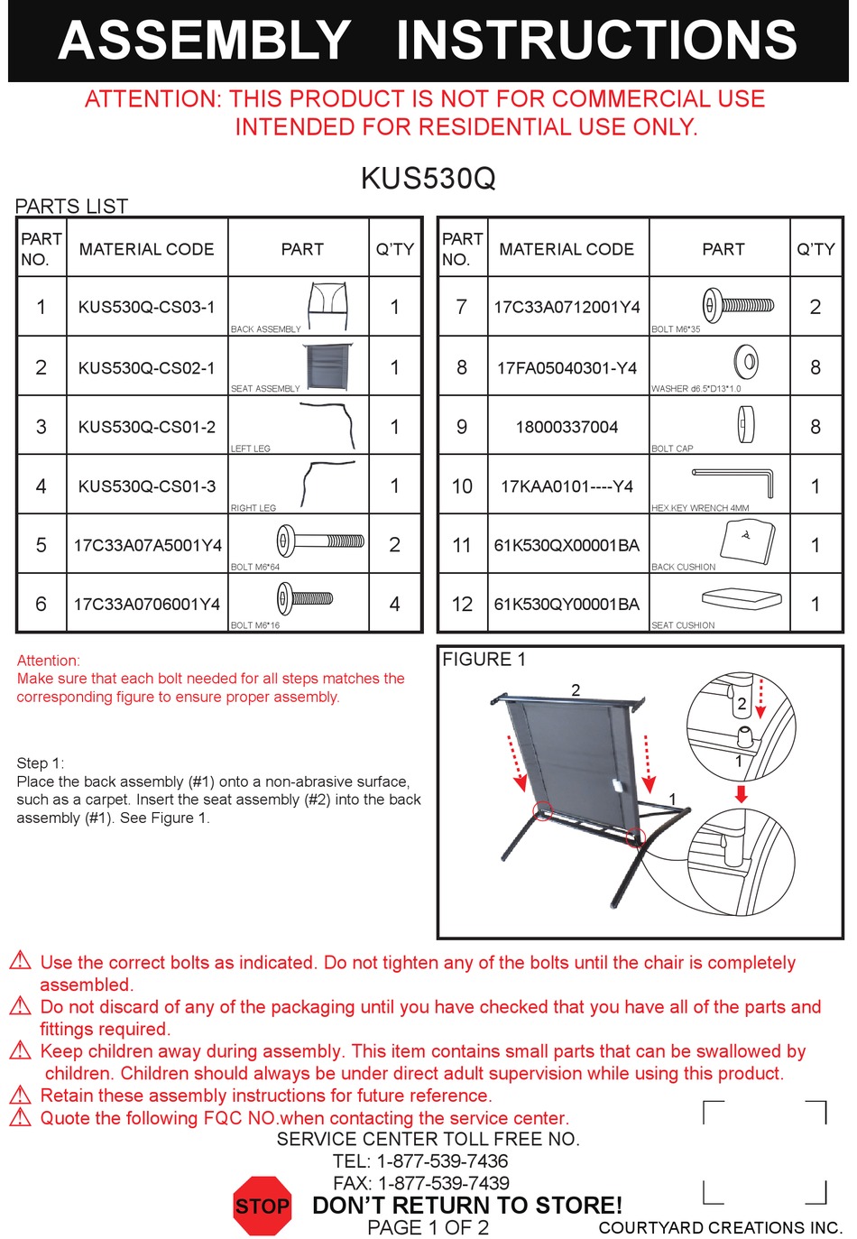 COURTYARD CREATIONS KUS530Q ASSEMBLY INSTRUCTIONS Pdf Download ManualsLib