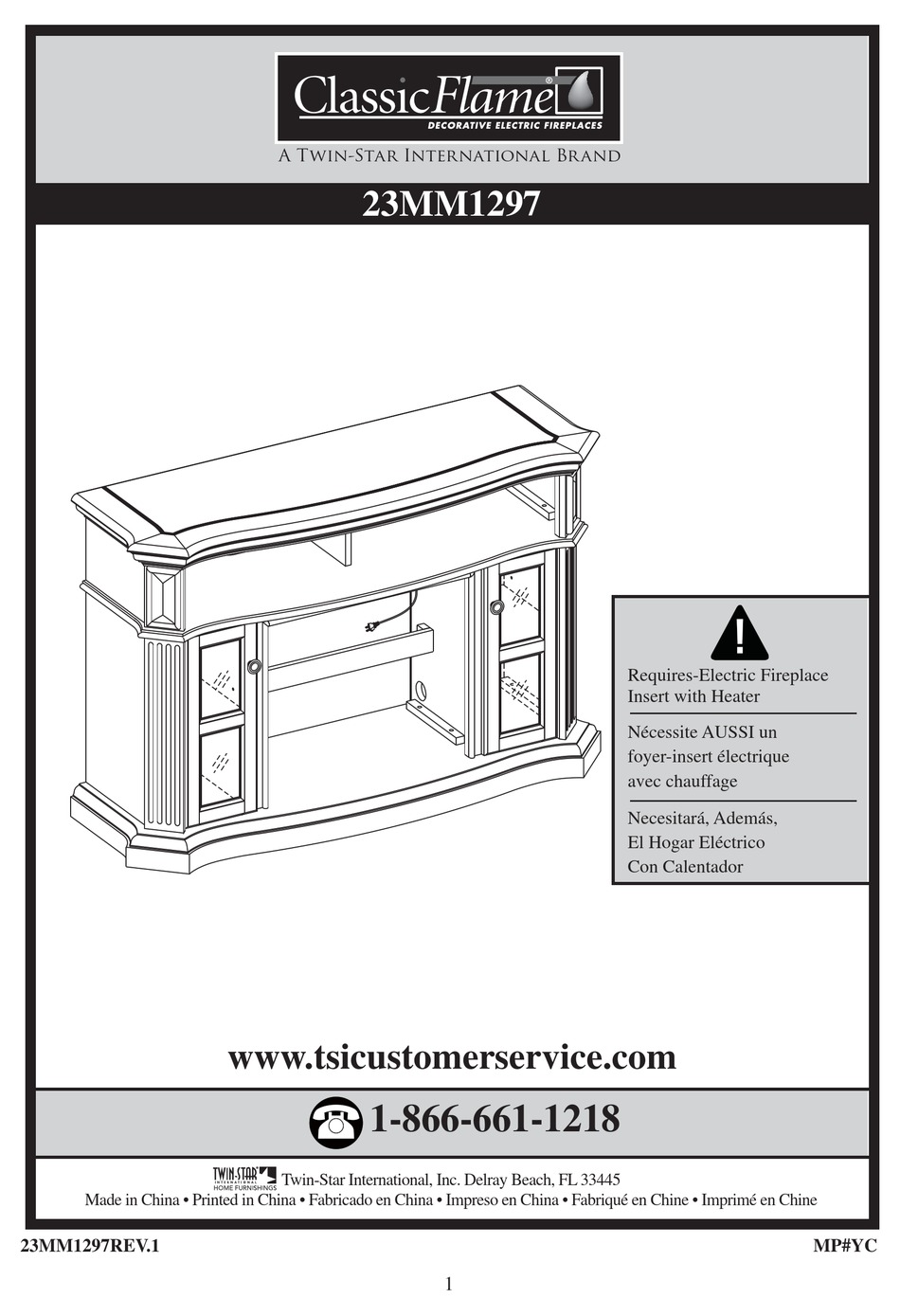 TWIN-STAR INTERNATIONAL CLASSICFLAME 23MM1297 MANUAL Pdf Download ...