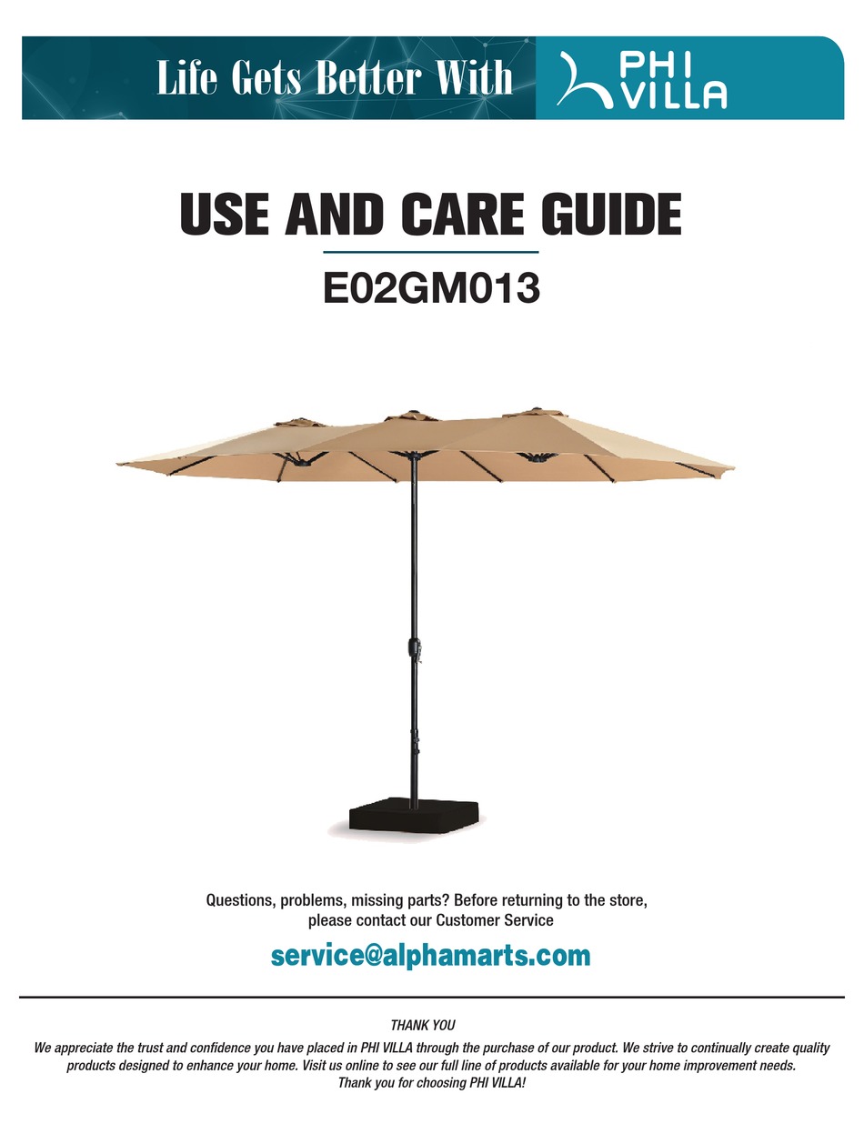 PHI VILLA E02GM013 USE AND CARE MANUAL Pdf Download ManualsLib