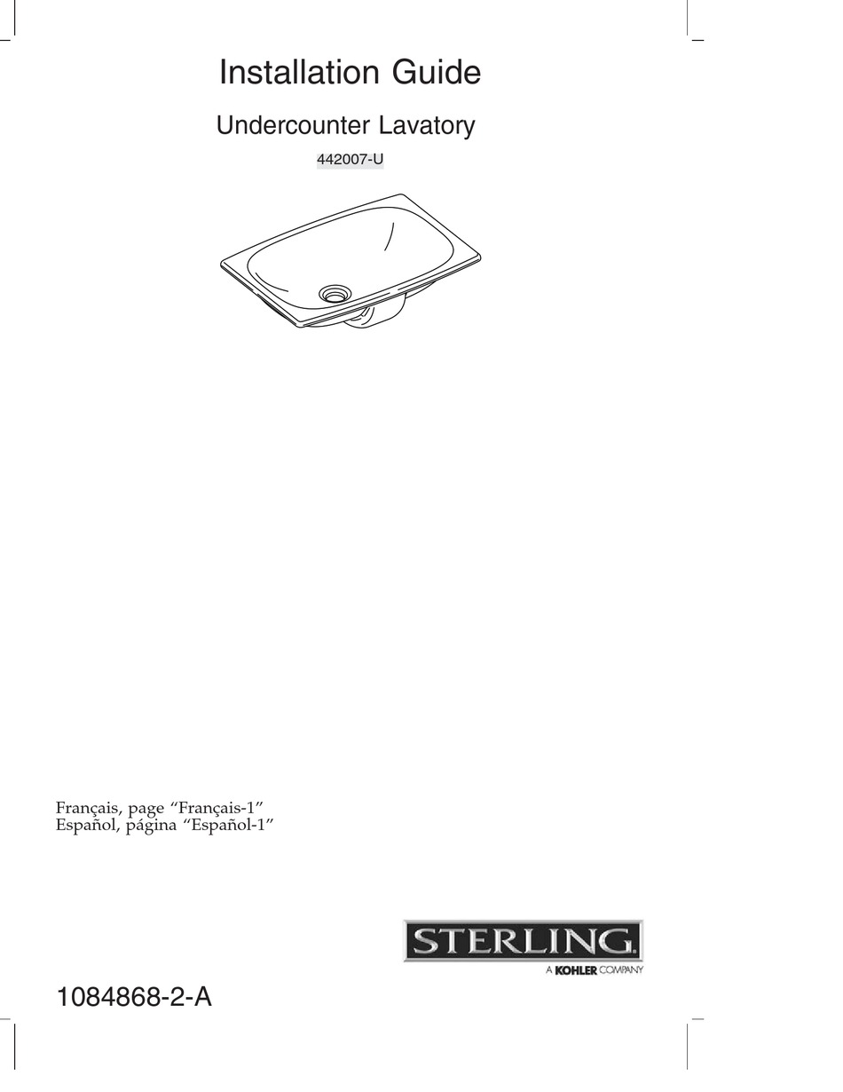 KOHLER STERLING 442007U INSTALLATION MANUAL Pdf Download ManualsLib