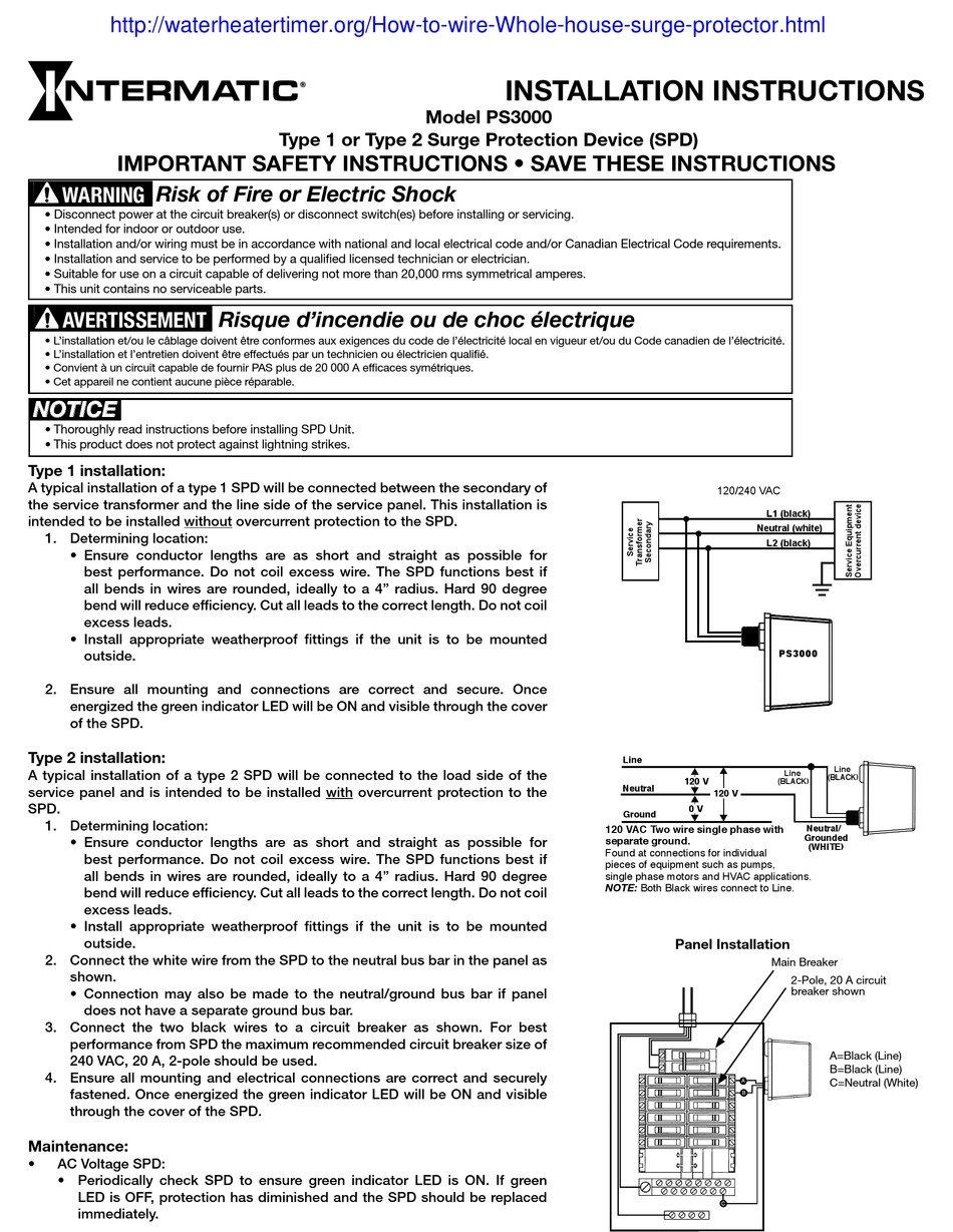 INTERMATIC PS3000 INSTALLATION INSTRUCTIONS Pdf Download ManualsLib