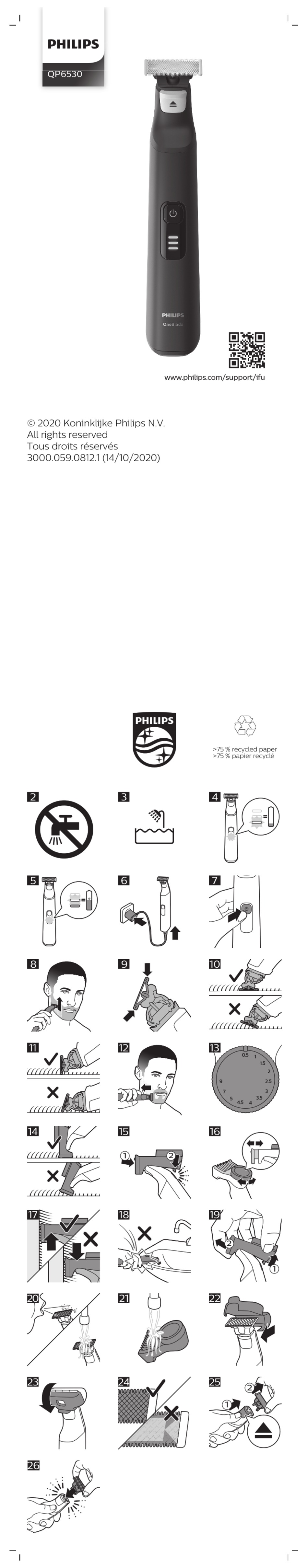 PHILIPS ONEBLADE PRO FACE QP6530 MANUAL Pdf Download ManualsLib