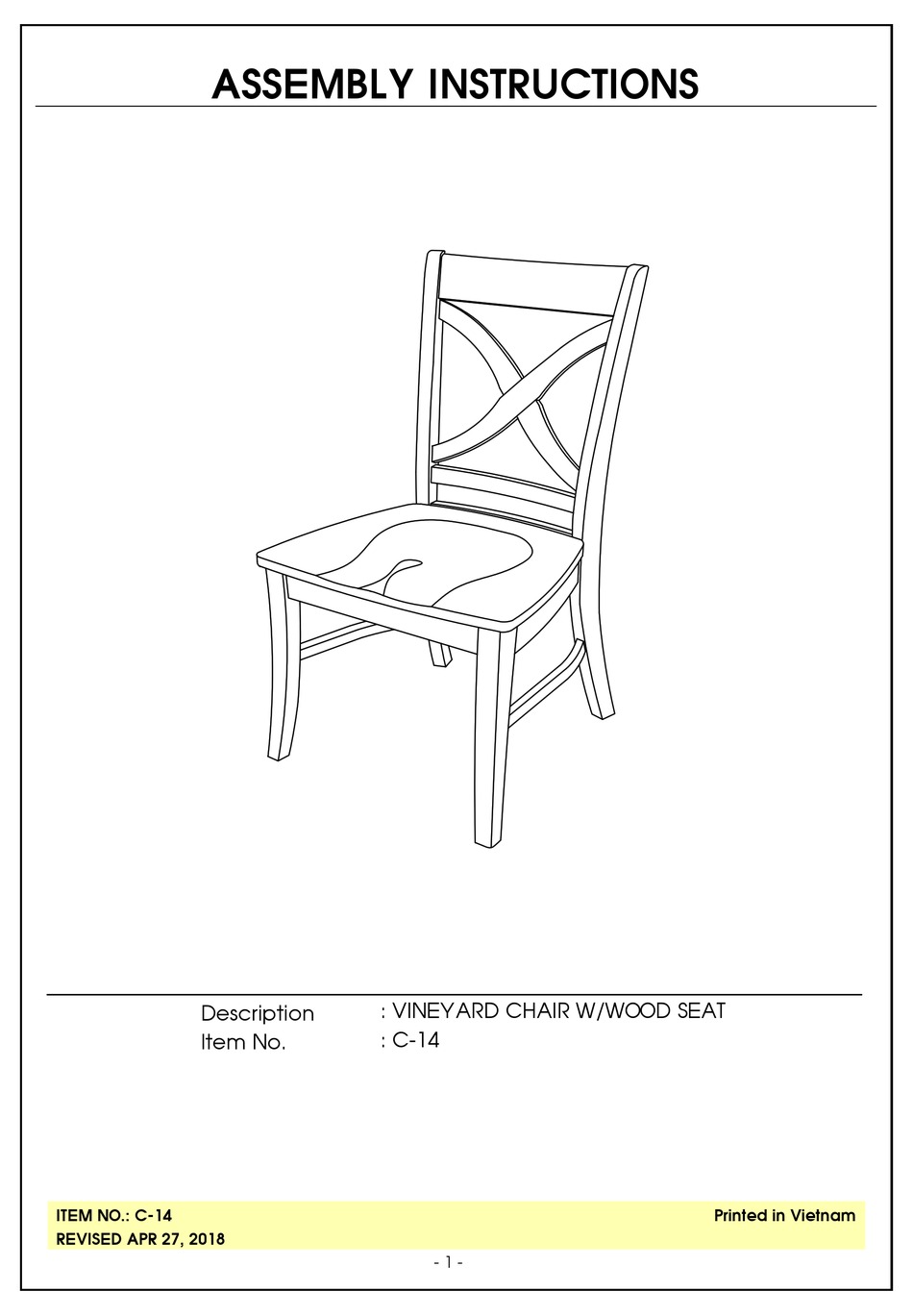 UNFINISHED FURNITURE OF WILMINGTON C14 ASSEMBLY INSTRUCTIONS Pdf