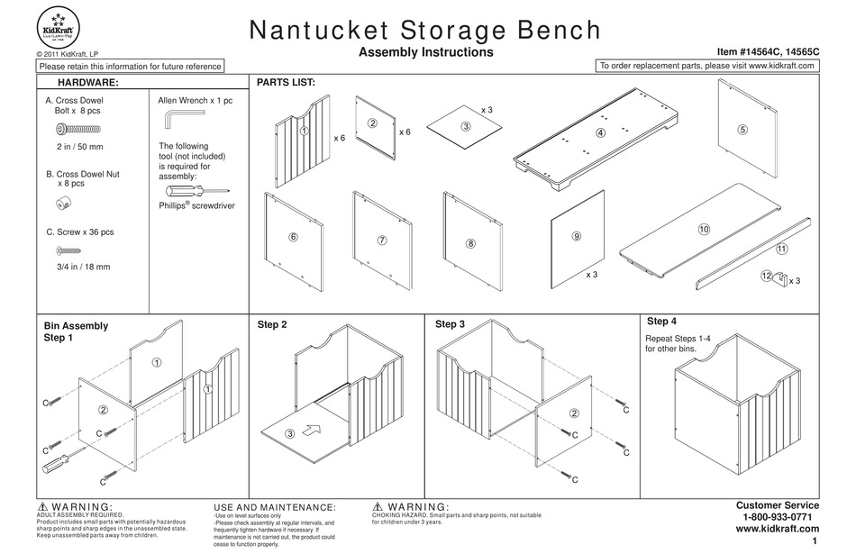 KIDKRAFT NANTUCKET 14565C ASSEMBLY INSTRUCTIONS Pdf Download ManualsLib