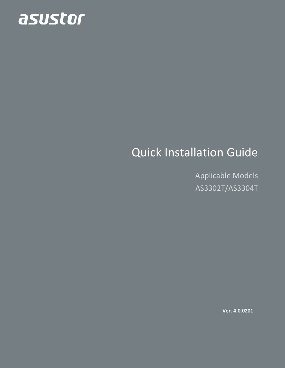ASUSTOR DRIVESTOR 4 PRO QUICK INSTALLATION MANUAL Pdf Download | ManualsLib