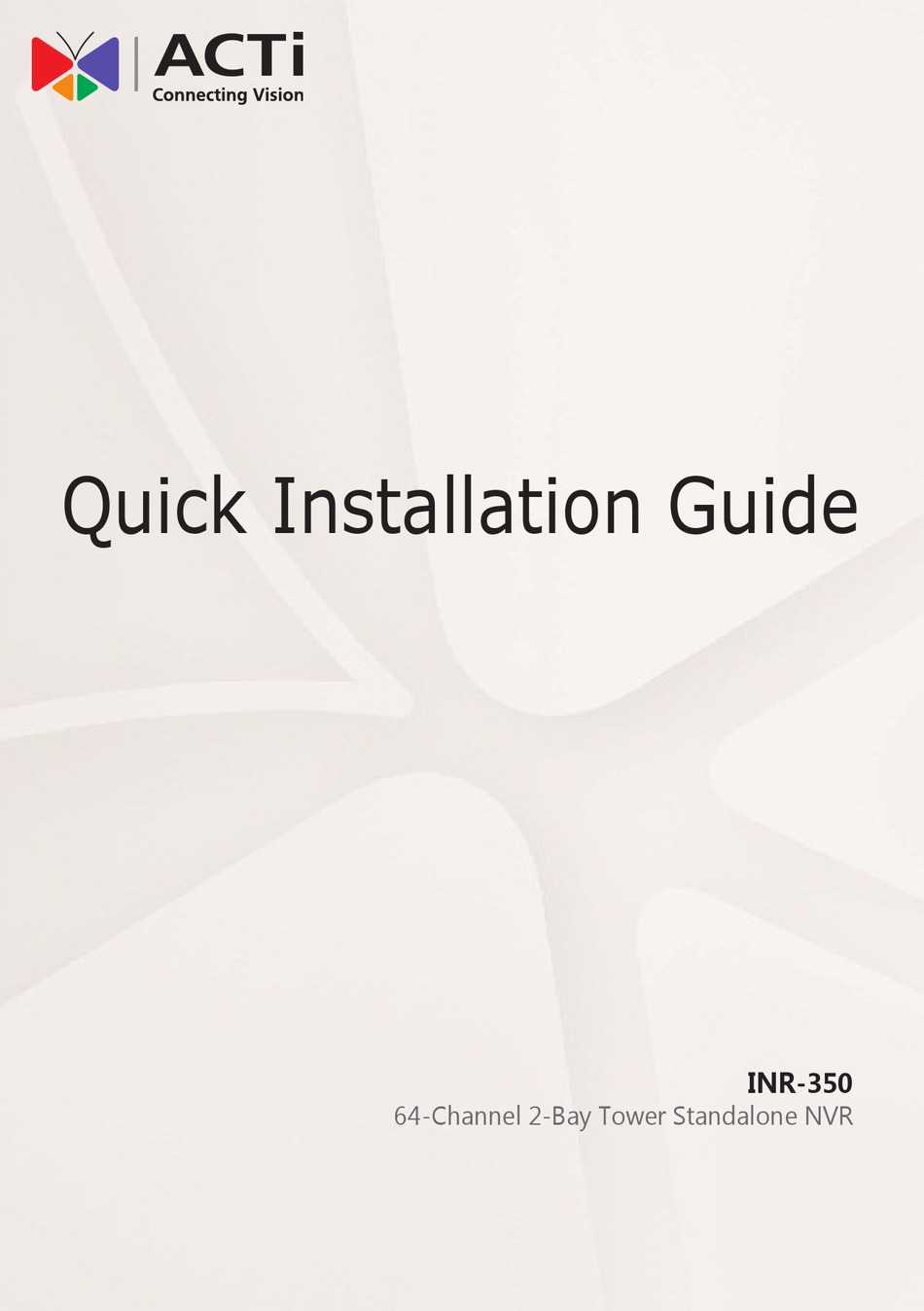 ACTI INR 350 QUICK INSTALLATION MANUAL Pdf Download ManualsLib