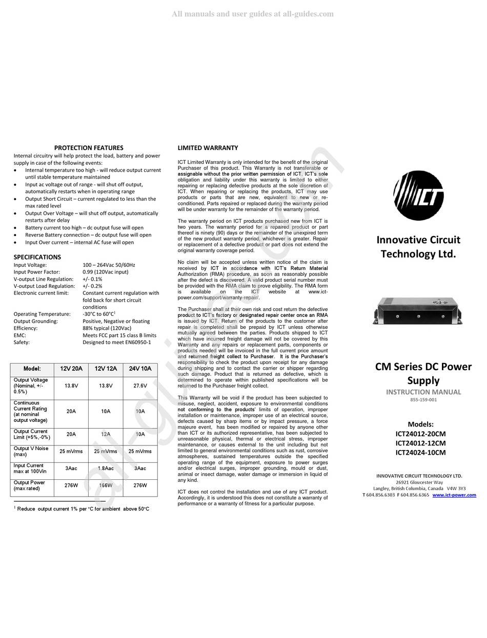 ICT ICT2401210CM INSTRUCTION MANUAL Pdf Download ManualsLib