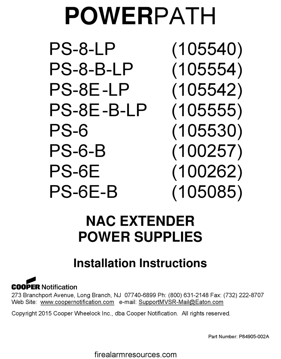 POWERPATH PS8LP INSTALLATION INSTRUCTIONS MANUAL Pdf Download